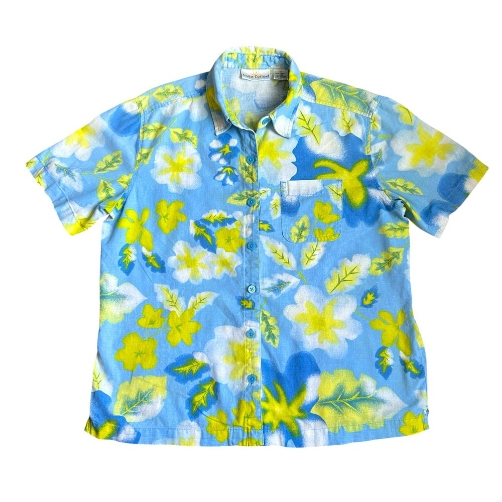 5/$25 Sunbay Cotton Vintage Linen/Cotton Blend Button up Top Size Medium